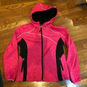 Snozu Girl's Softshell Faux Fur Lined Zip Hood Floral Jacket Pink Size L 14/16